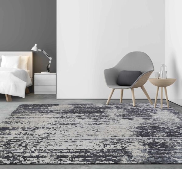 Minimal style  living room and bedroom 3d rendering image.There are concrete floor,white and gray wall.Finished with white bed and gray fabric lounge chair.
