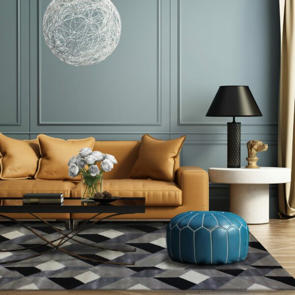 3d rendering of a contemporary luxury living room with leather sofa