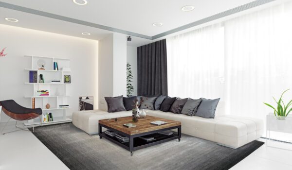 Modern living room design. 3d rendering concept