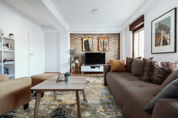 Modern and cozy living space, shining after clean up